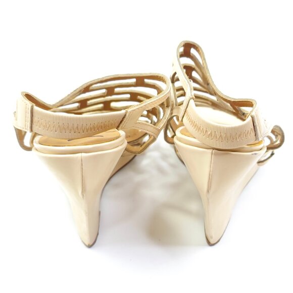 Kelsi Dagger Women's "Eris" Tan Open-Toe Slingback Wedge Sandals - Picture 9 of 14
